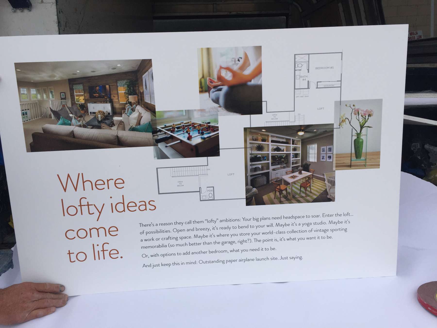 Promotional sign for home design ideas